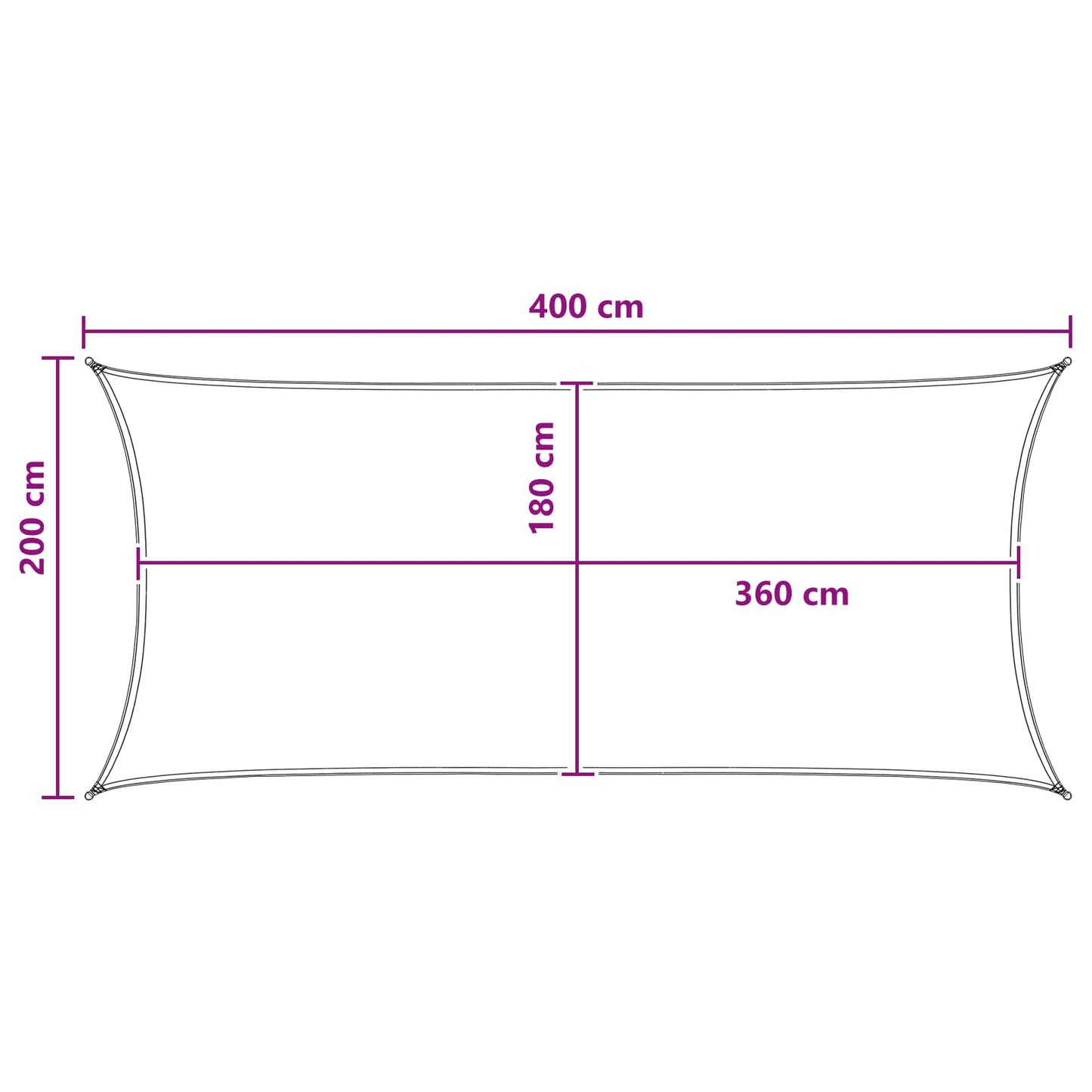 vidaXL Sunshade Sail Yellow and White 2 x 4 m HDPE