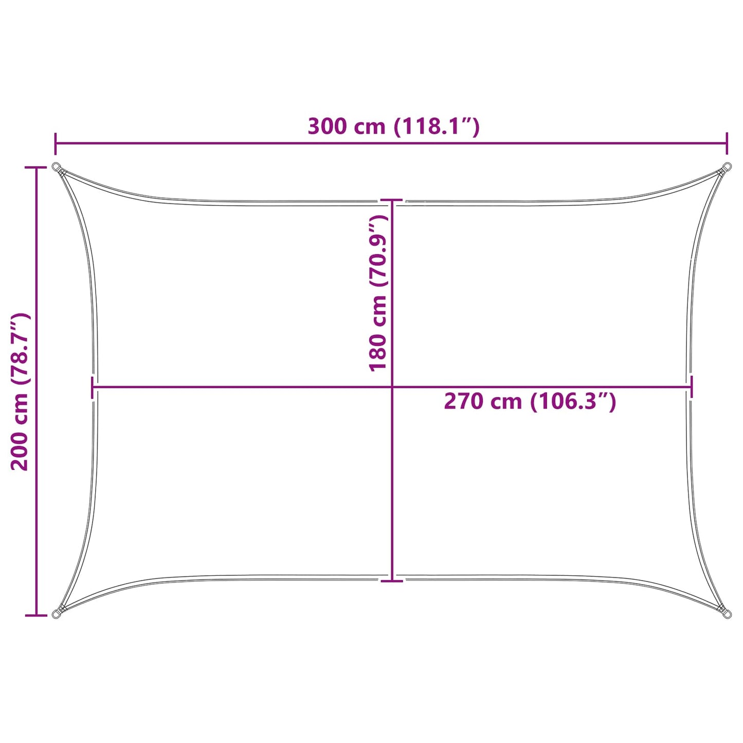 vidaXL Sunshade Sail Light Grey and White 2 x 3 m HDPE