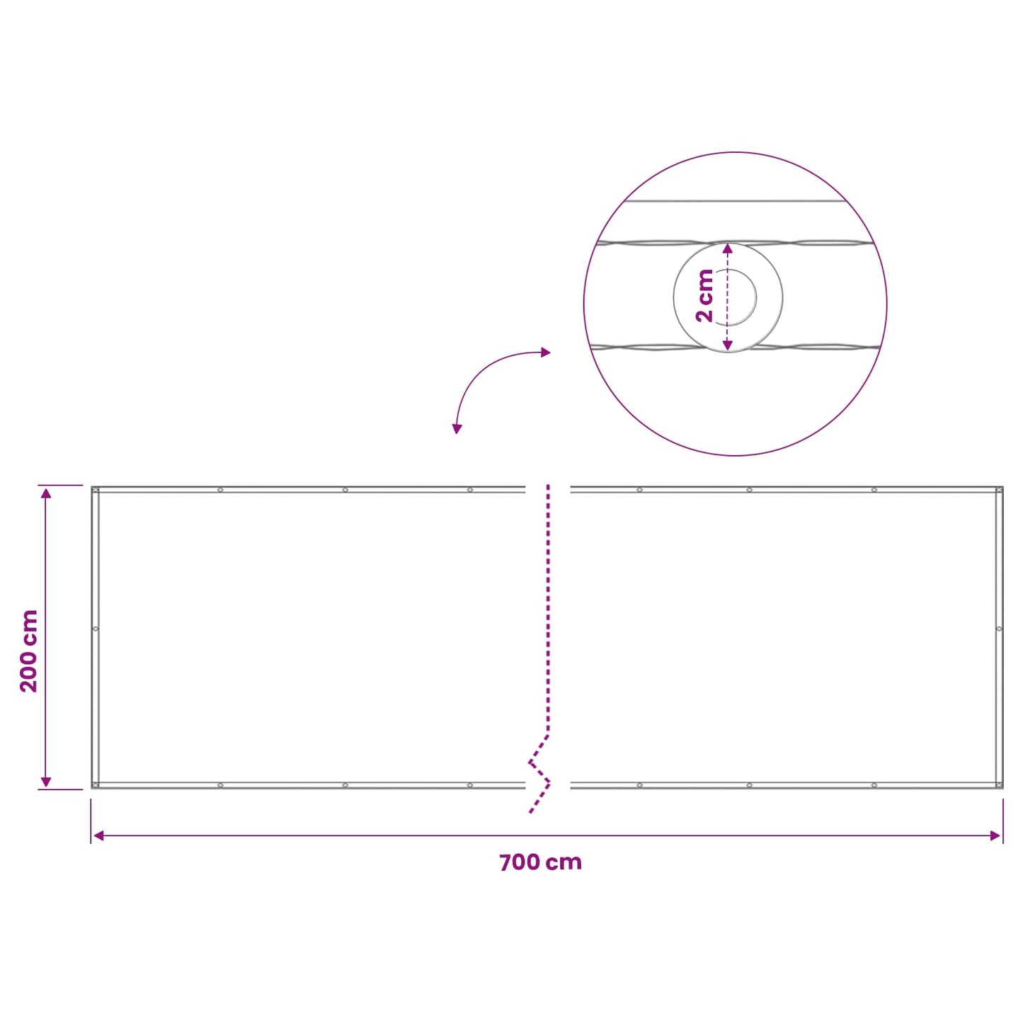 vidaXL Balcony Privacy Screen 200 x 700 cm Fabric with PU Coated
