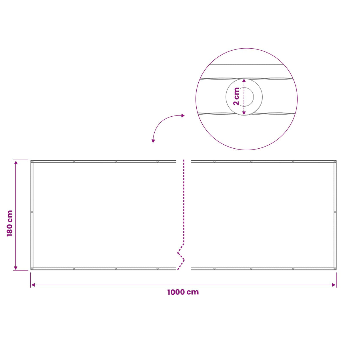 vidaXL Balcony Privacy Screen 180 x 1000 cm Polyester Sand
