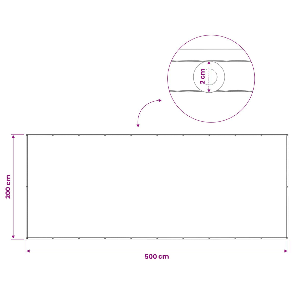 vidaXL Balcony Privacy Screen 200 x 500 cm Fabric with PU Coated