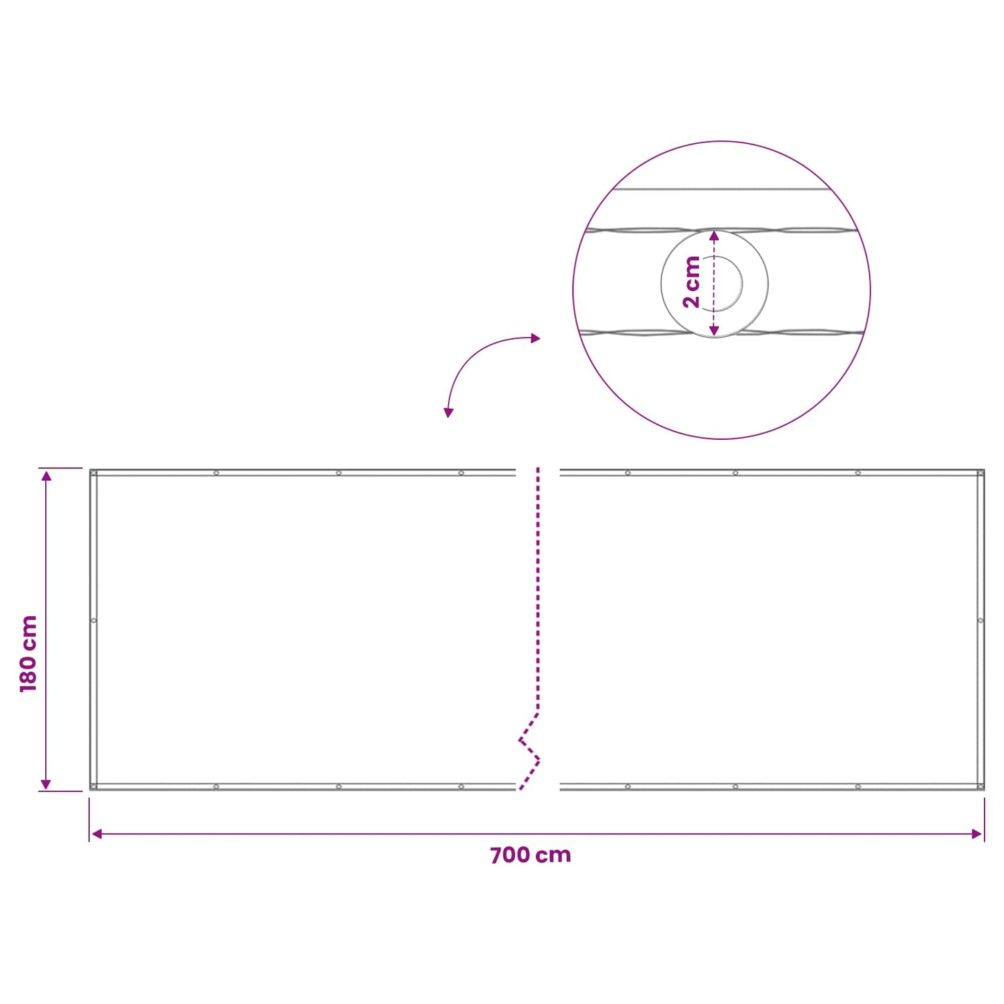 vidaXL Balcony Privacy Screen 180 x 700 cm Fabric with PU Coated Beige