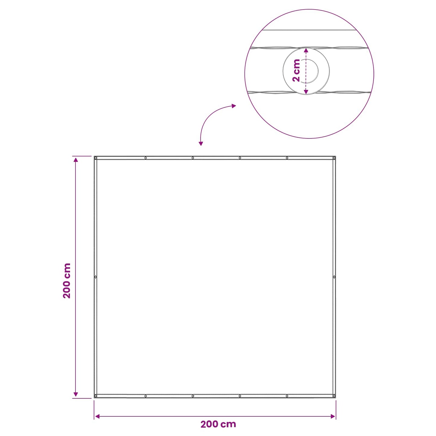 vidaXL Balcony Privacy Screen 200 x 200 cm Fabric with PU Coated Cream