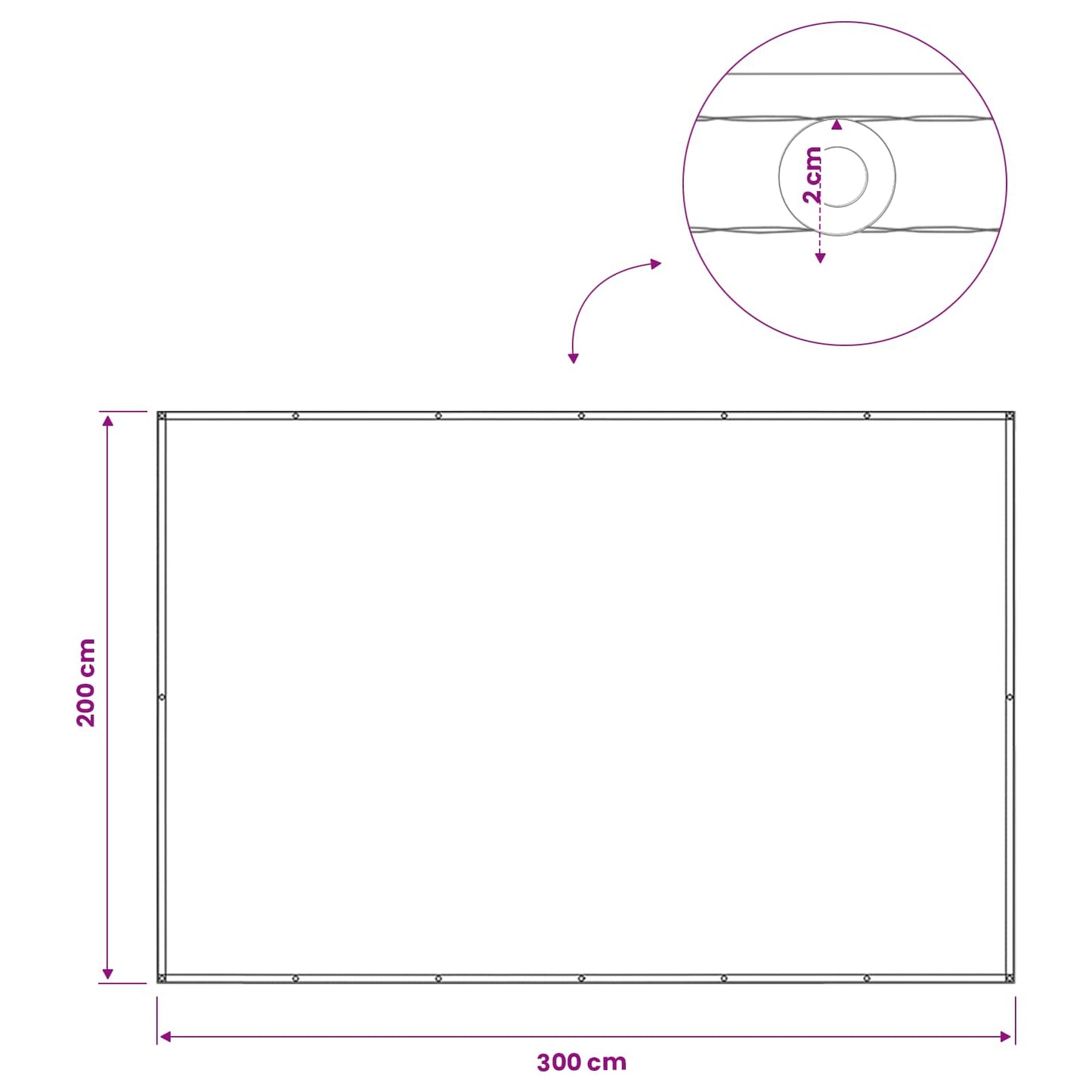 vidaXL Balcony Privacy Screen 200 x 300 cm Fabric with PU Coated