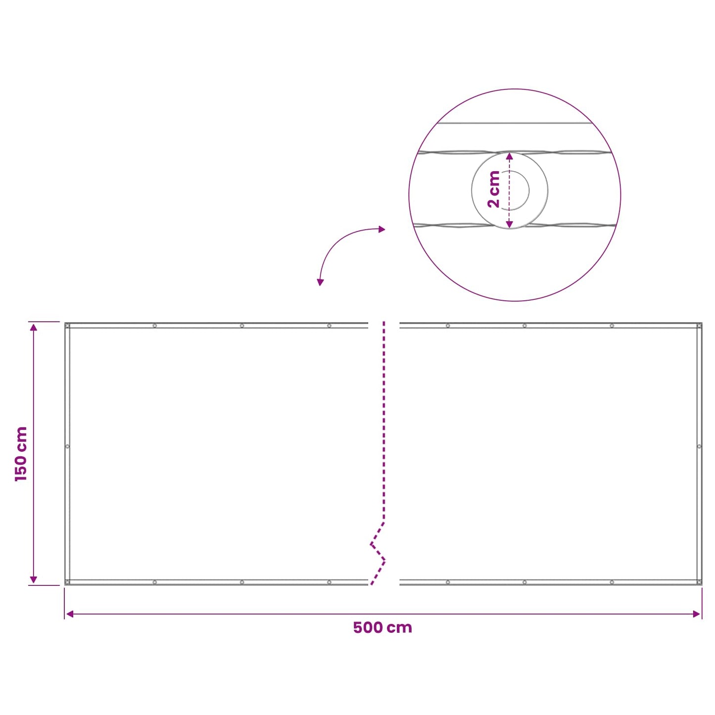 vidaXL Balcony Privacy Screen 150 x 500 cm Fabric with PU Coated Brown