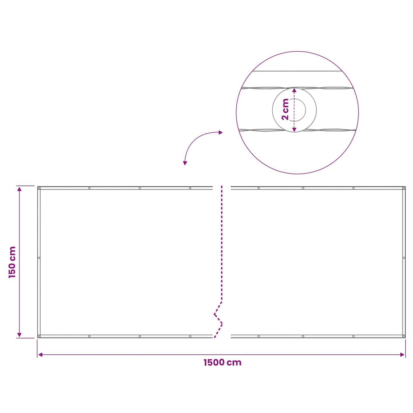 vidaXL Balcony Privacy Screen 1.5 x 15 m Fabric with PU Coated Cream