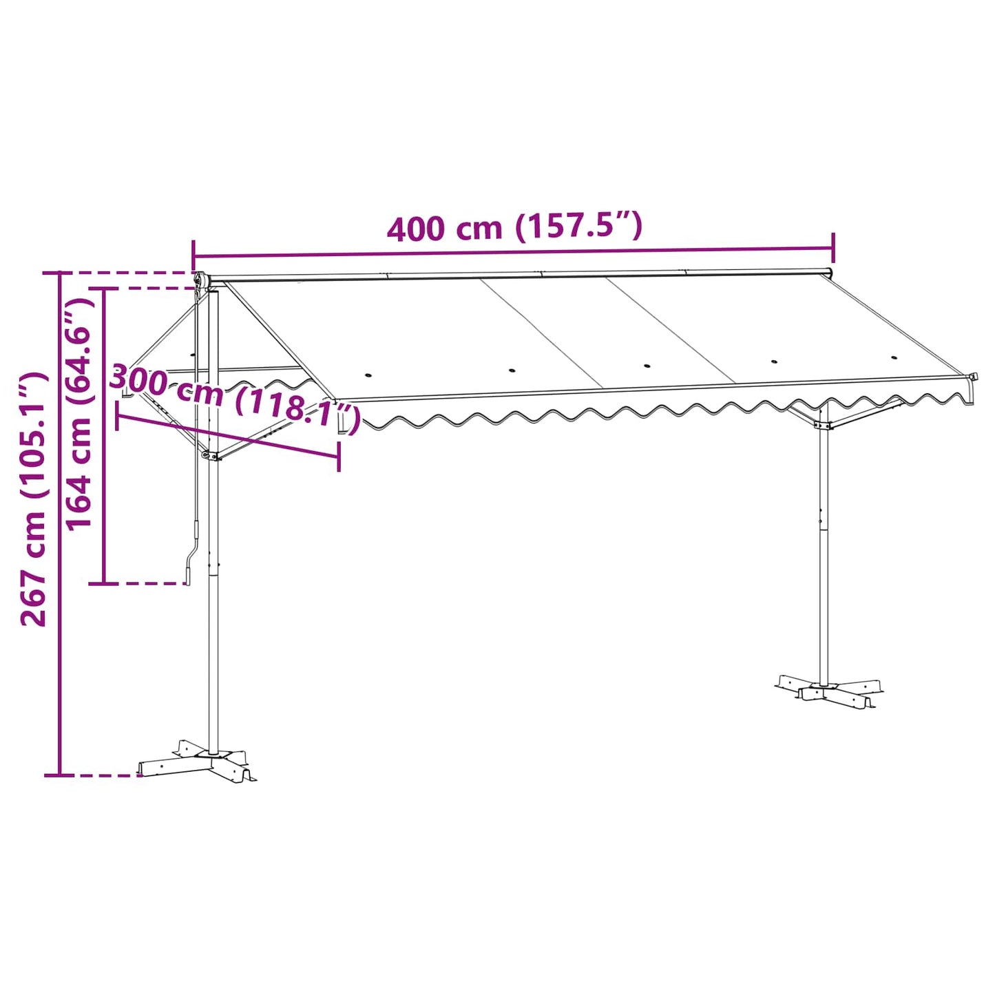 vidaXL Free Standing Awning 4 x 3 m Polyester Anthracite
