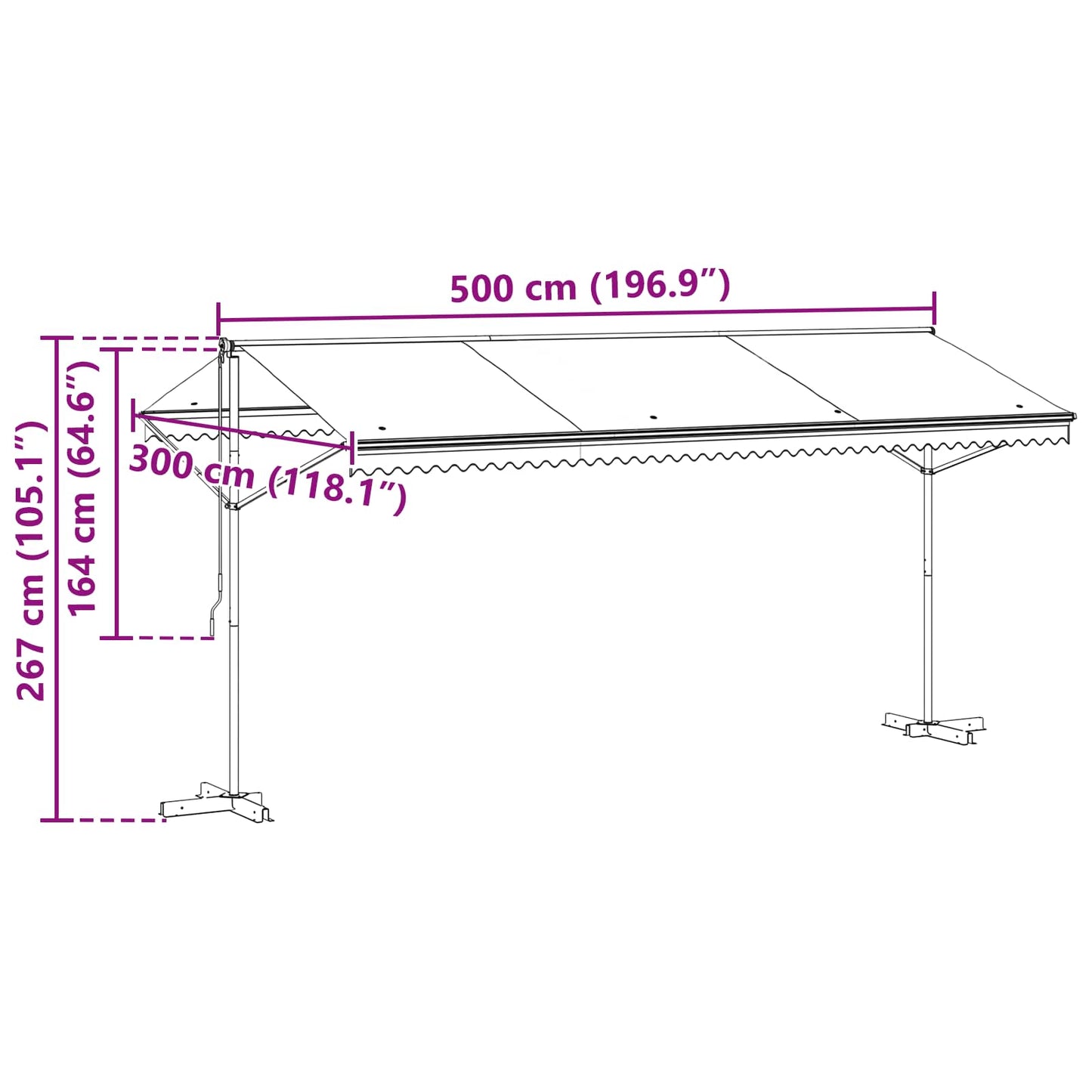 vidaXL Free Standing Awning Anthracite 5 x 3 m Polyester