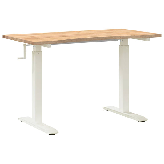 vidaXL Desk with Storage White and Natural 120 x 60 cm Solid Oak Wood