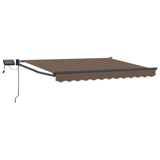 vidaXL Manual Retractable Awning with LEDs Taupe