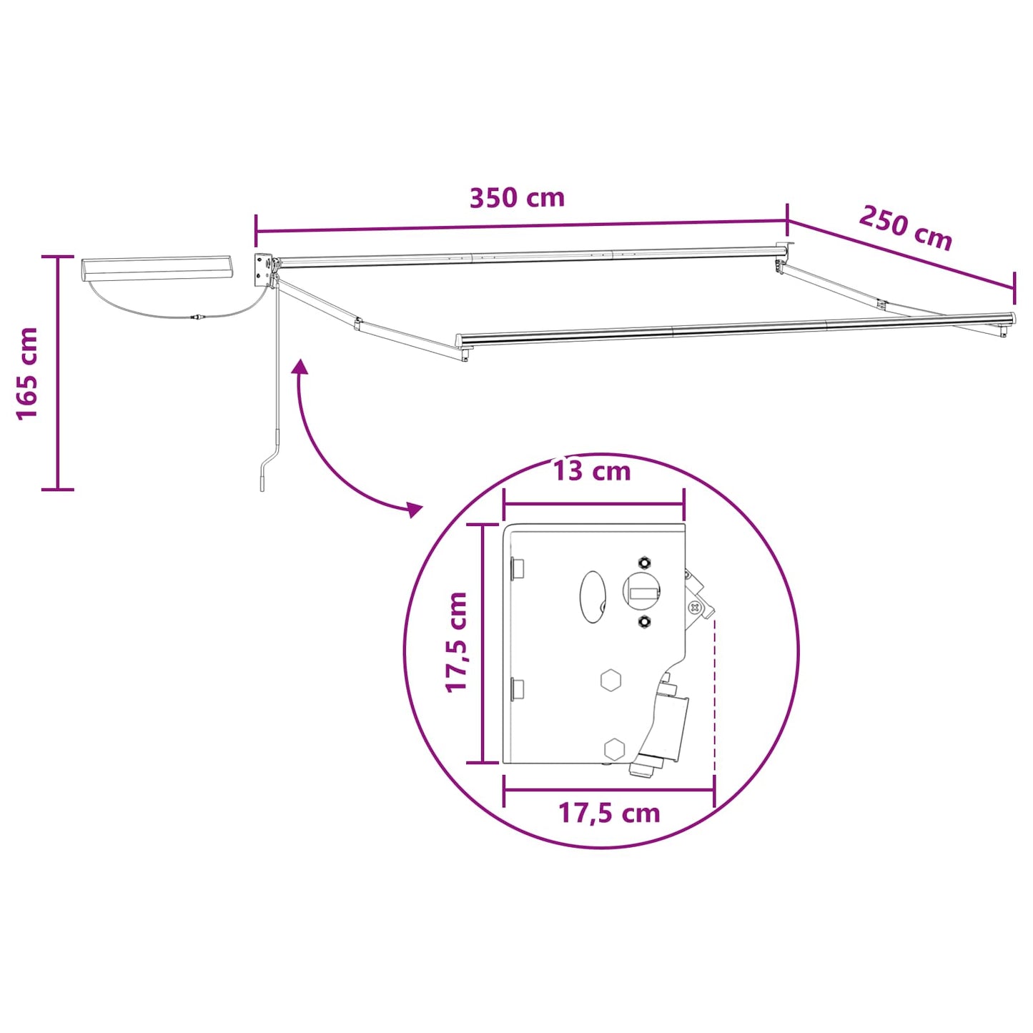 vidaXL Electric Retractable Awning Sand 3.5 x 2.5 m