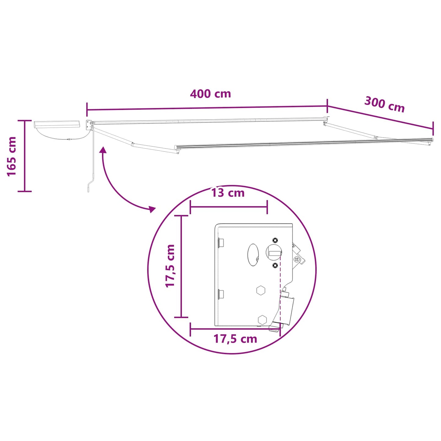 vidaXL Electric Retractable Awning Sand 4 x 3 m
