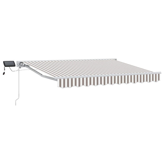 vidaXL Manual Awning Frame with LEDs Light Grey and White 4 x 3.5 m