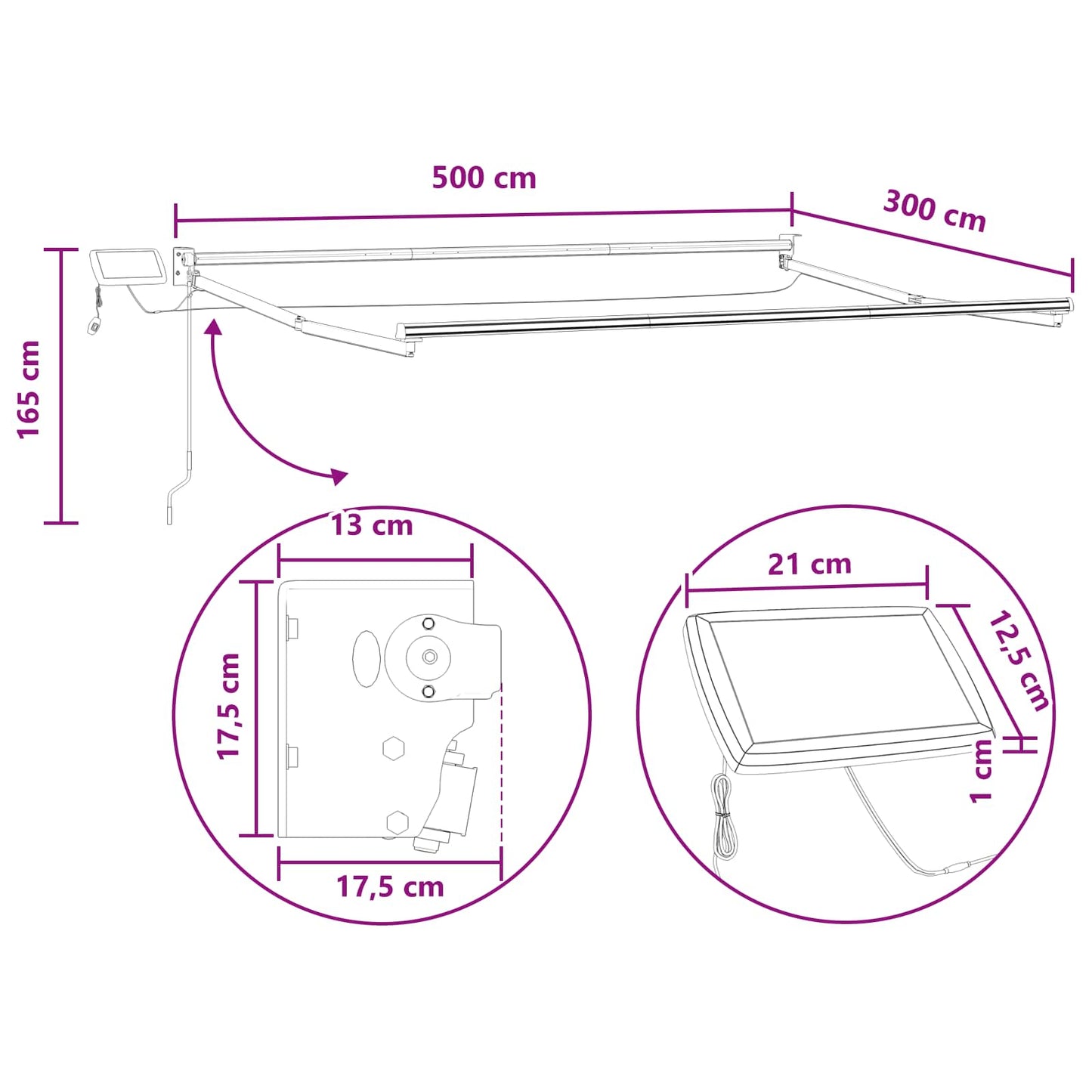 vidaXL Manual Retractable Awning with LEDs Sand