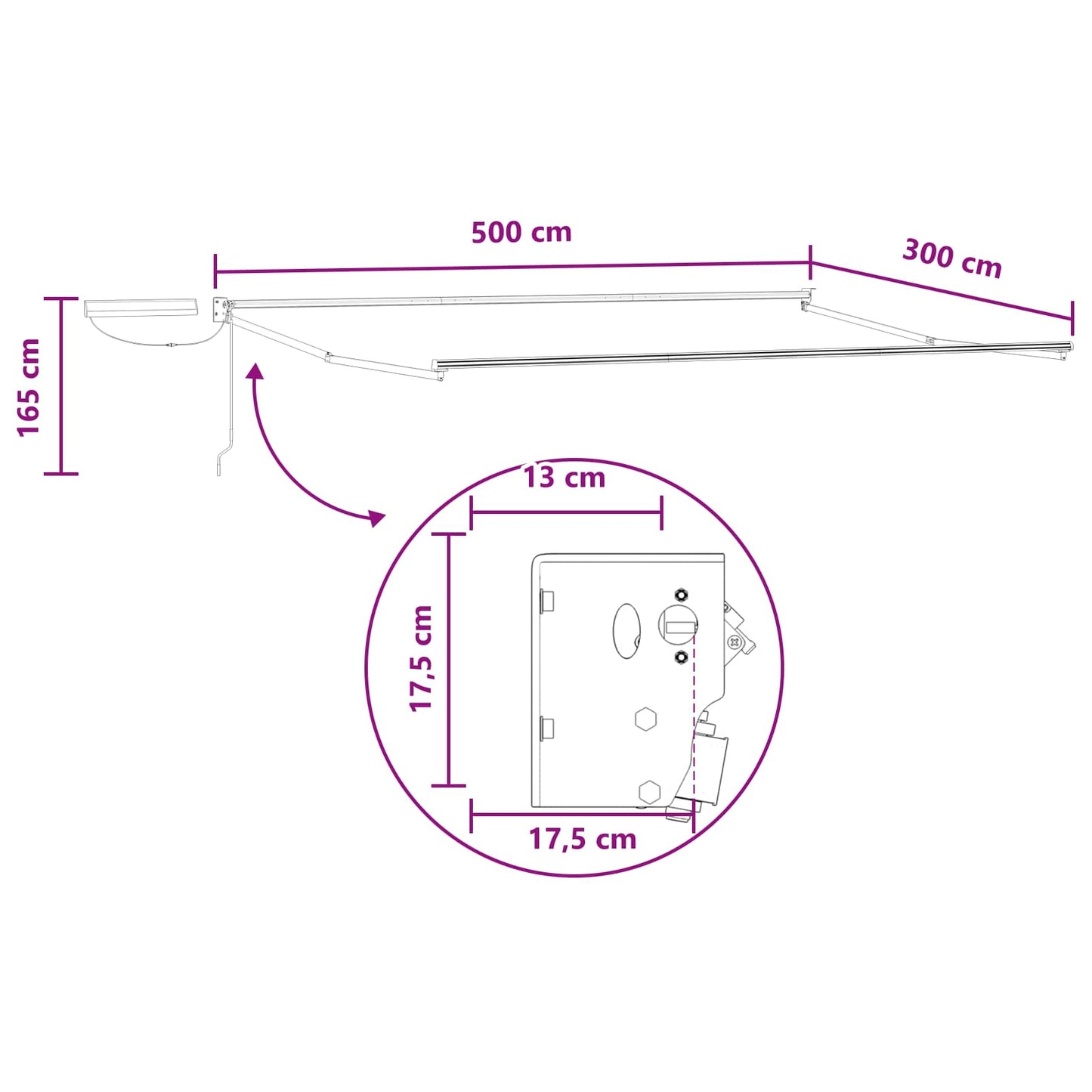 vidaXL Electric Retractable Awning Sand 5 x 3 m