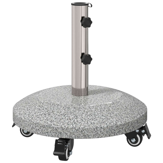 vidaXL Granite Parasol Base with Wheels for 4-5 cm Pole 27.2 kg Grey