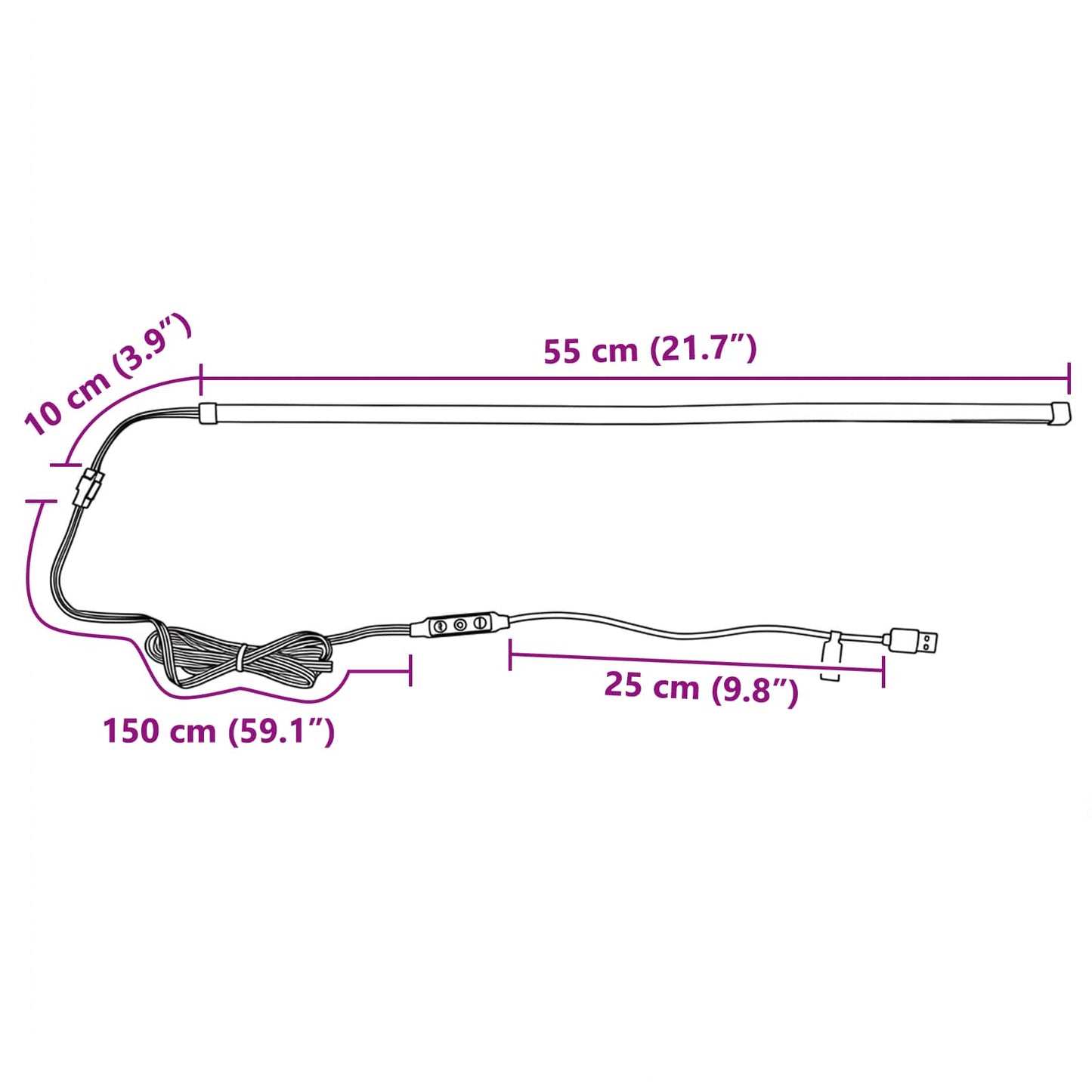 vidaXL LED Strip 55 cm Multicolour PVC