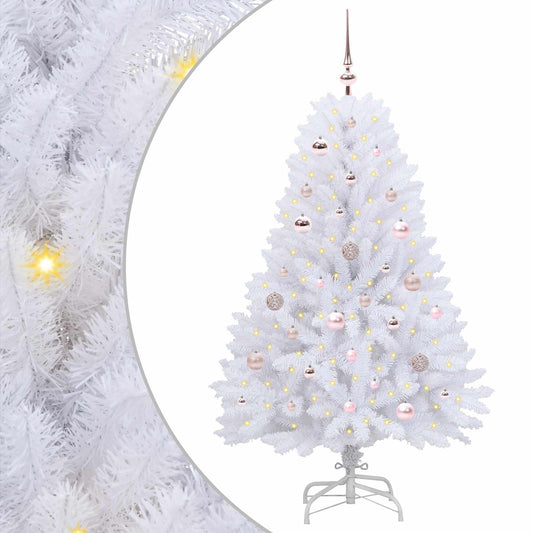 vidaXL Artificial Hinged Christmas Tree White 150 cm PVC and Steel