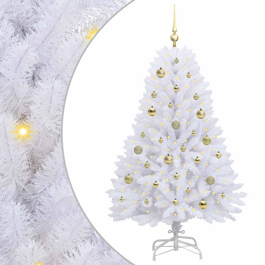 vidaXL Artificial Hinged Christmas Tree White 150 cm PVC and Steel