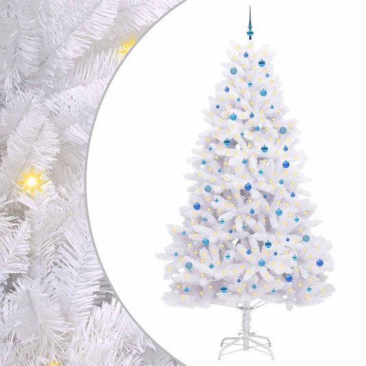 vidaXL Artificial Hinged Christmas Tree White 270 cm PVC and Steel