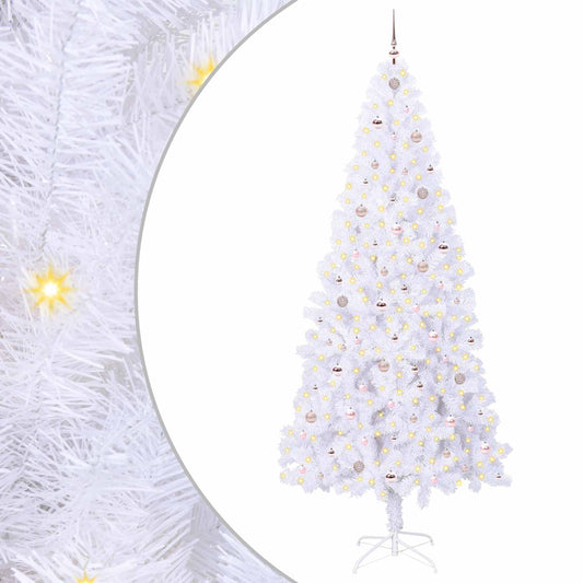 vidaXL Artificial Christmas Tree with Stand White 240 cm PVC and Steel