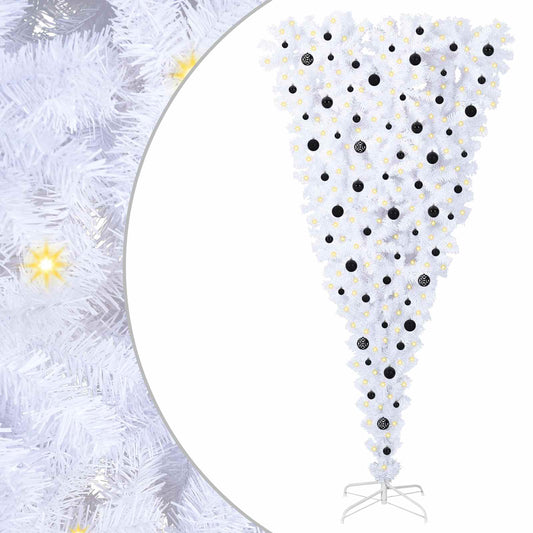 vidaXL Artificial Christmas Tree with Stand White 240 cm PVC and Steel