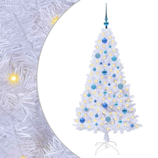 vidaXL Artificial Christmas Tree with Stand White 150 cm PVC and Steel
