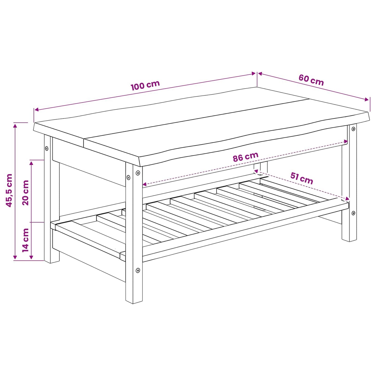 VidaXL Coffee Table EKAI Black 100 x 60 x 45.5 cm Solid Pine Wood