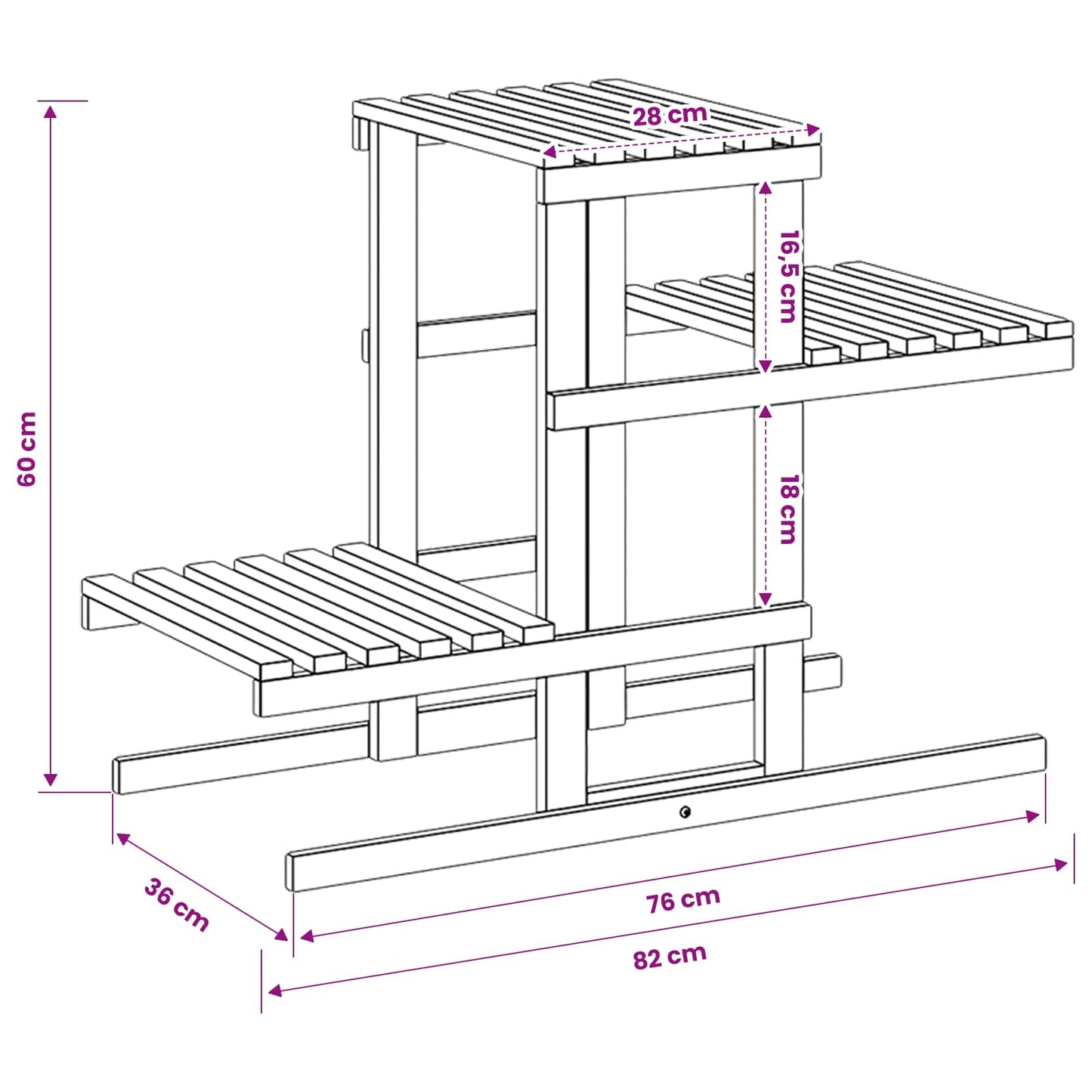 vidaXL Plant Stand Natural 82 x 36 x 60 cm Solid Acacia Wood