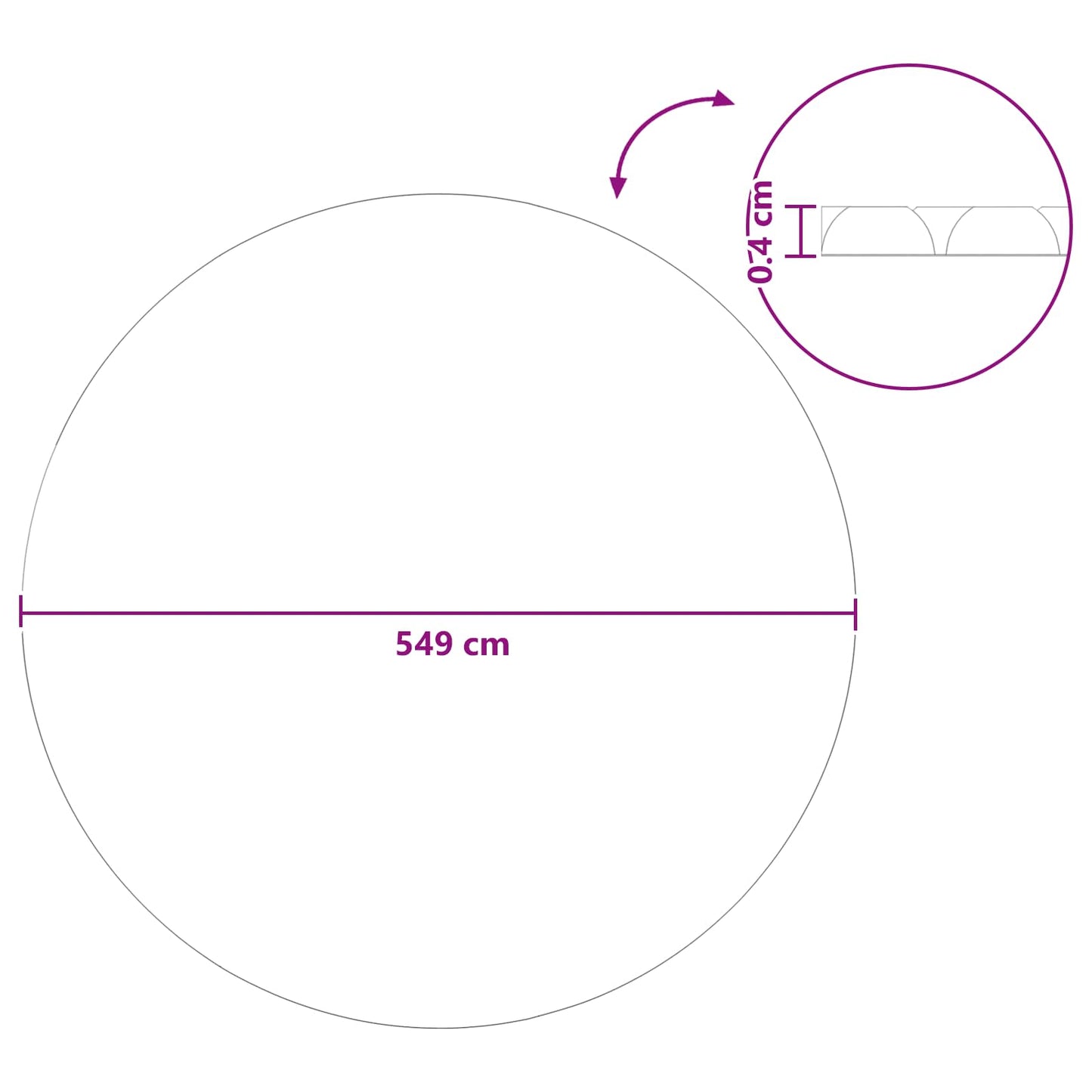 vidaXL Solar Pool Cover Extra Heavy Ø 549 cm 400 μm Round PE