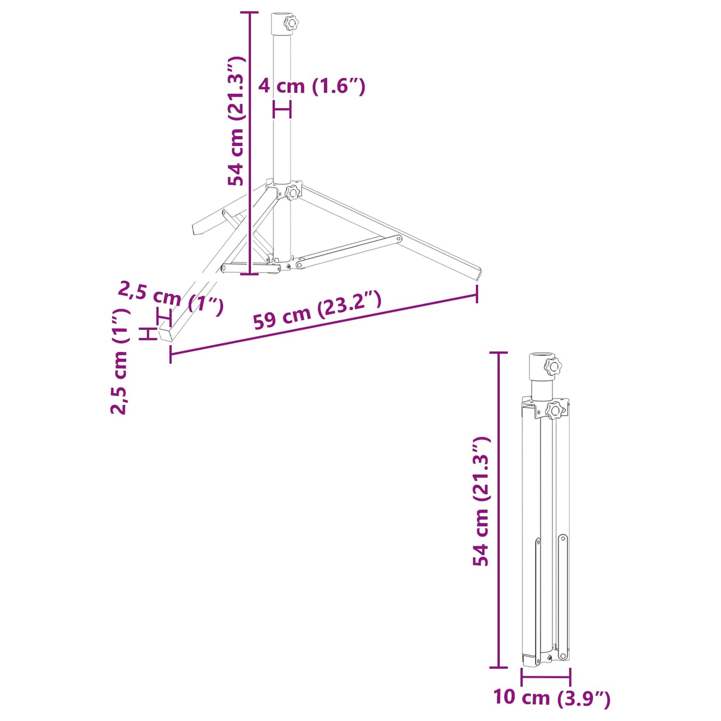 vidaXL Parasol Stand White Steel for 25-32 mm Pole