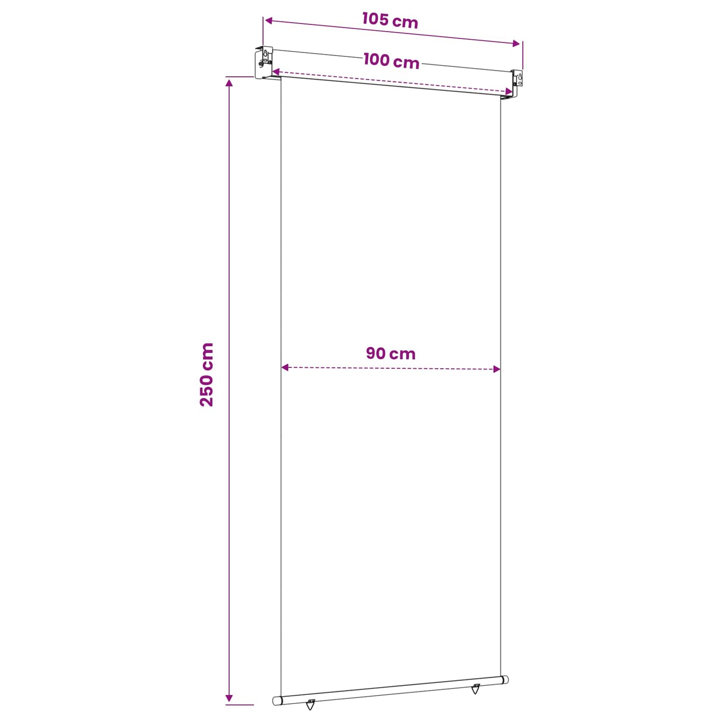 vidaXL Balcony Side Awning 100 x 250 cm 100% polyester iron steel
