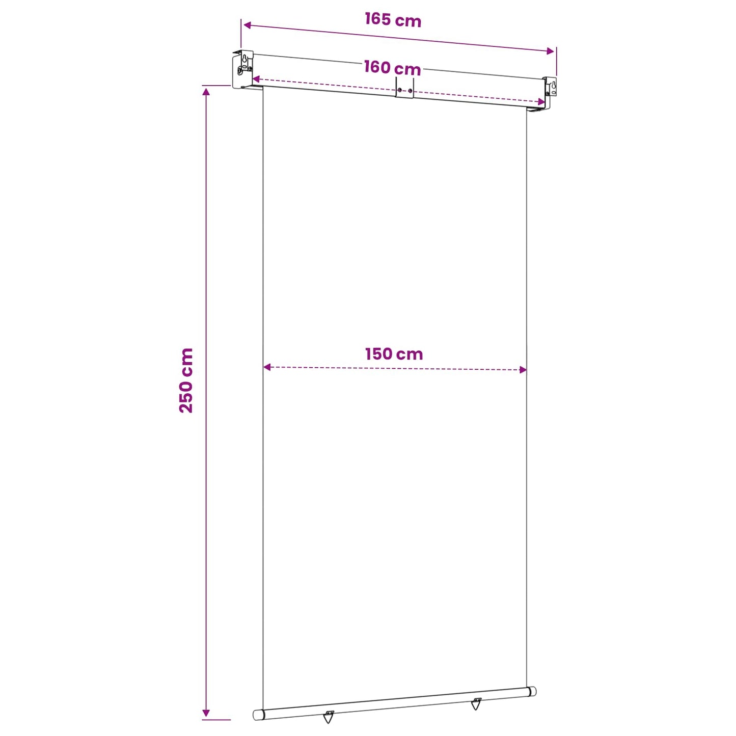 vidaXL Balcony Side Awning 160 x 250 cm 100% polyester iron steel
