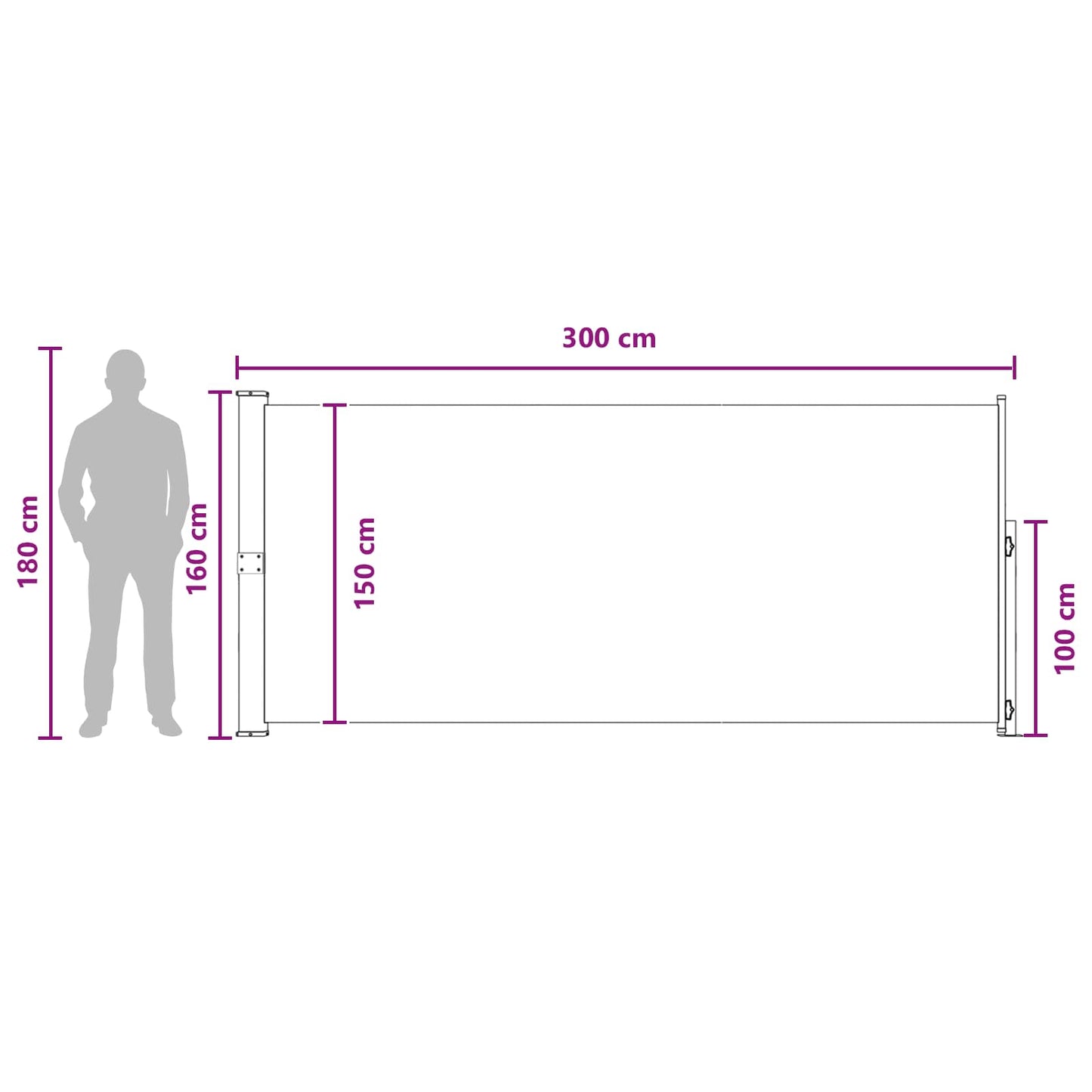 vidaXL Retractable Side Awning Polyester Rectangular