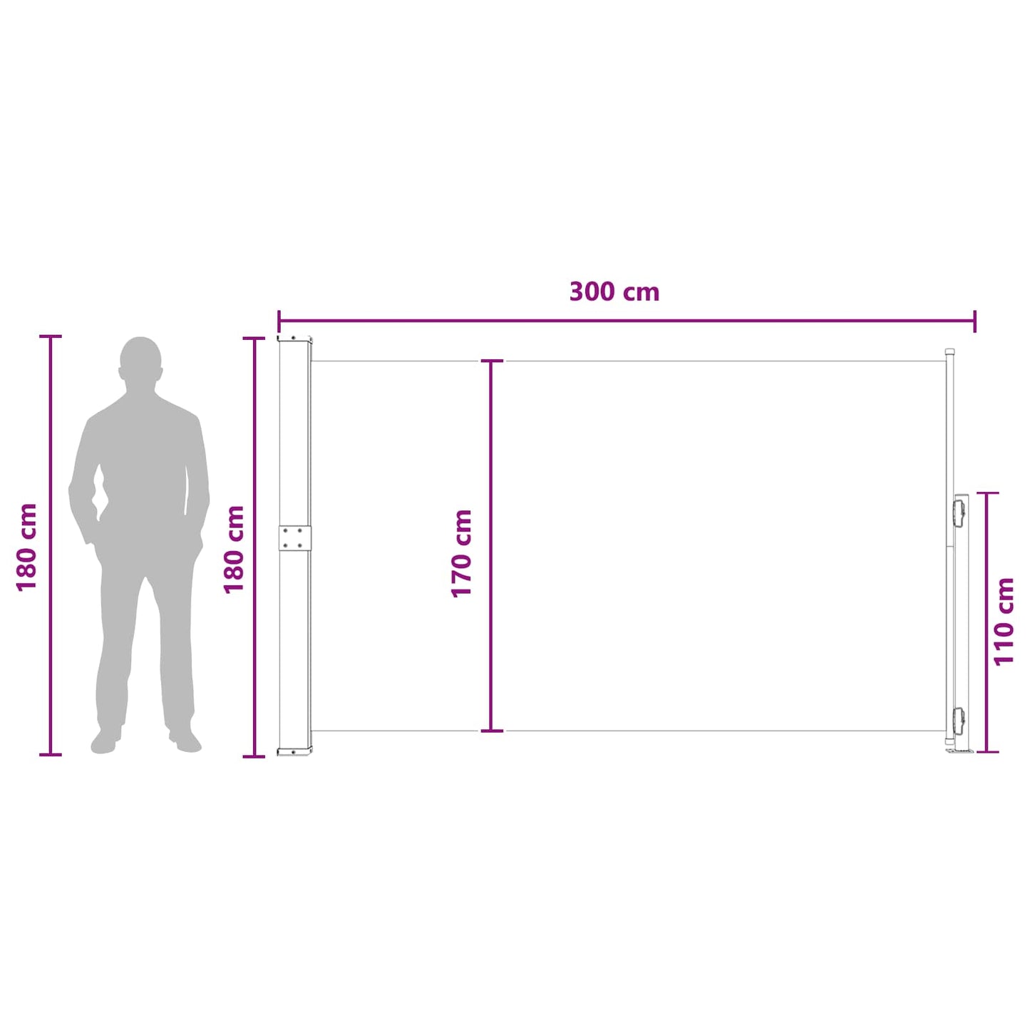 vidaXL Retractable Side Awning Anthracite 300 x 180 cm Polyester