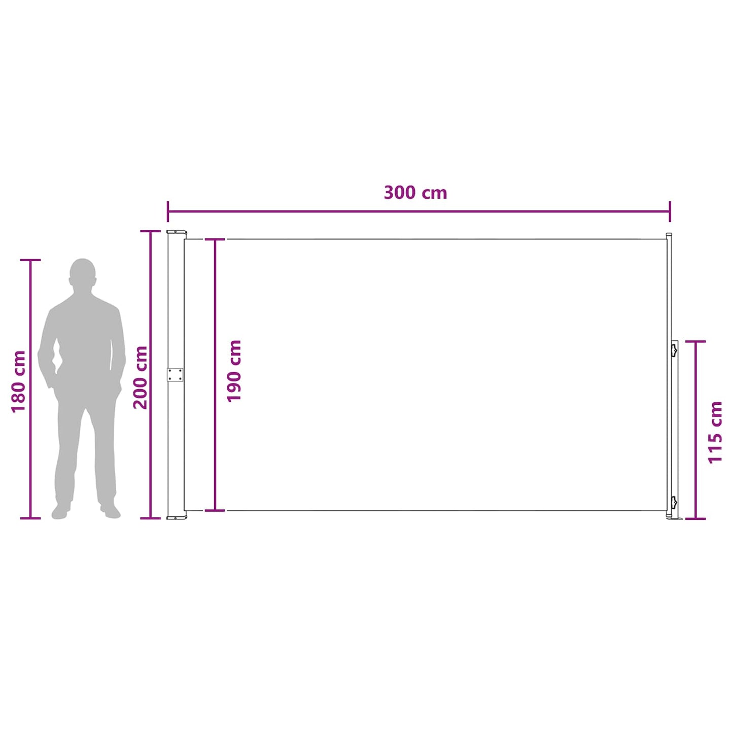 vidaXL Retractable Side Awning 100% polyester iron steel
