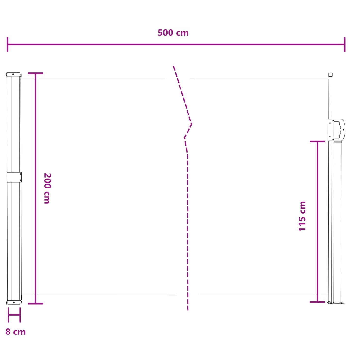 vidaXL Retractable Side Awning Sand 500 x 200 cm Polyester
