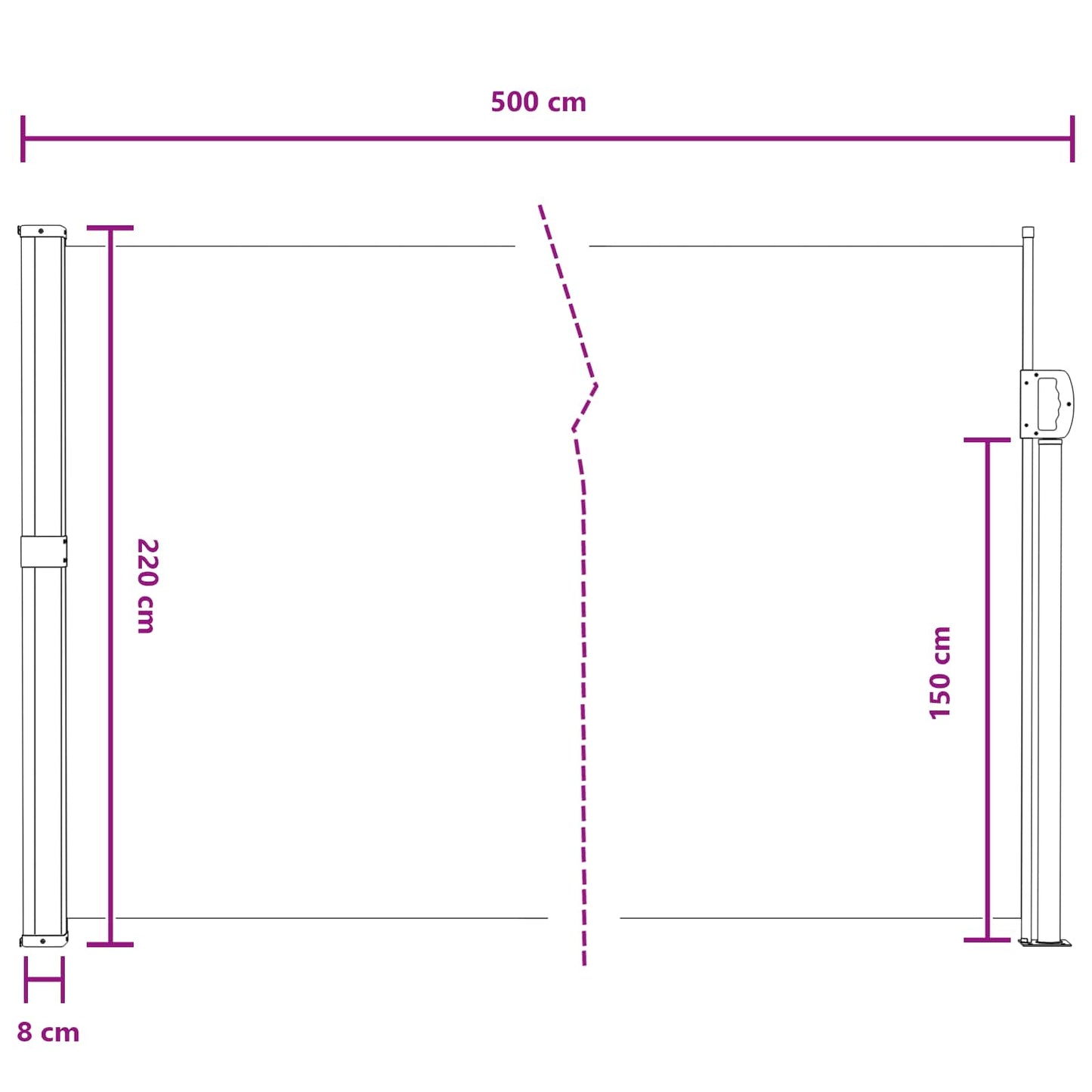 vidaXL Retractable Side Awning Sand 500 x 220 cm Polyester