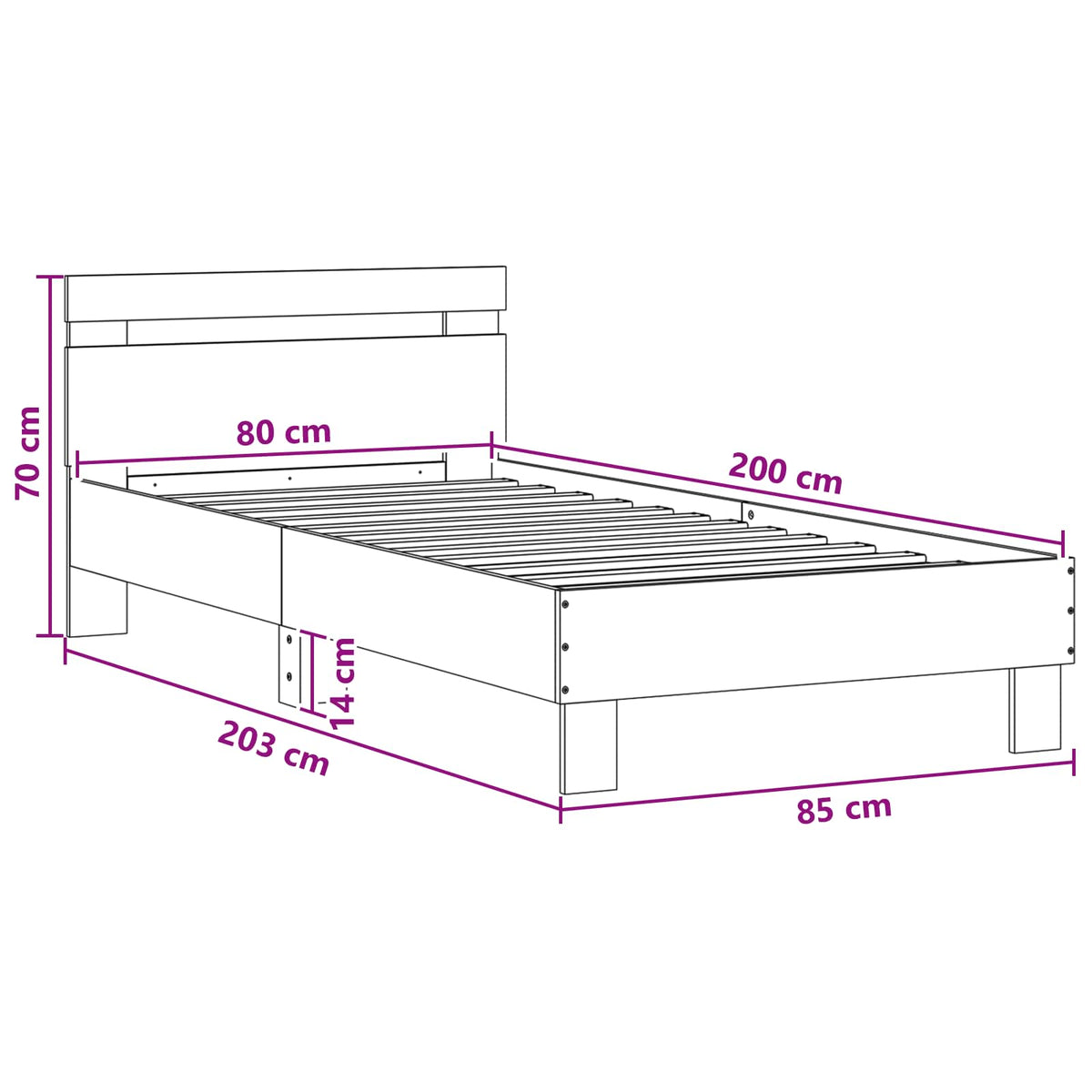vidaXL Bed Frame Sonoma Oak 80 x 200 cm Engineered Wood