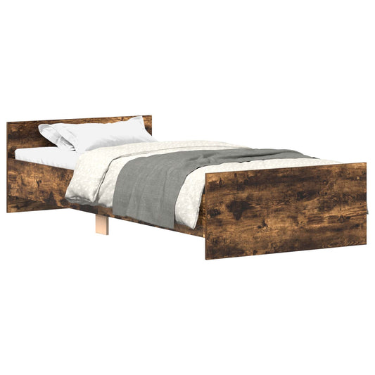 vidaXL Bed Frame with Headboard Smoked Oak Engineered Wood