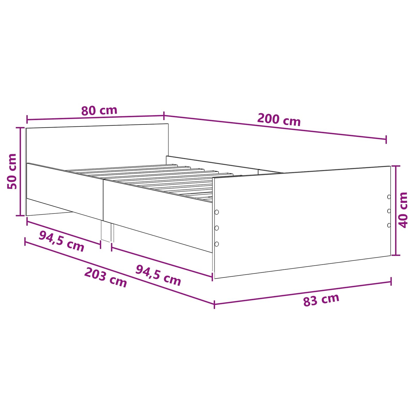 vidaXL Bed Frame with Headboard Smoked Oak Engineered Wood