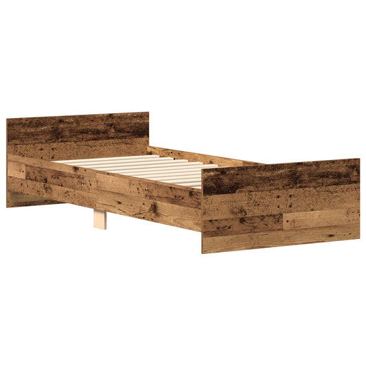 vidaXL Bed Frame with Headboard Old Wood Engineered Wood