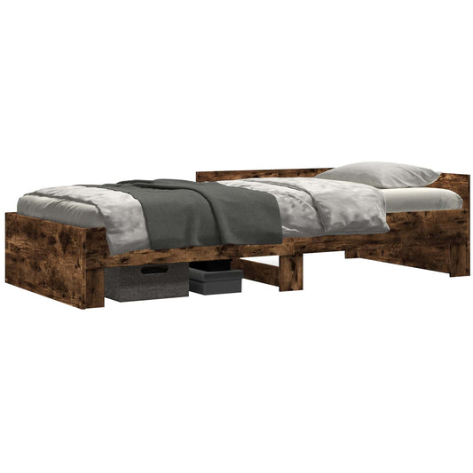 vidaXL Bed Frame with Headboard Smoked Oak 80 x 200 cm Engineered Wood
