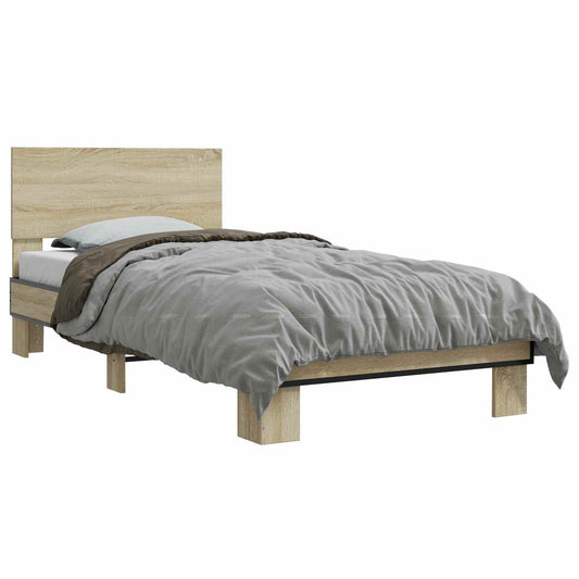 vidaXL Bed Frame with Headboard Sonoma Oak 80 x 200 cm Engineered Wood