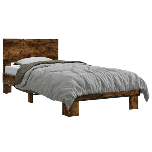 vidaXL Bed Frame with Headboard Smoked Oak 80 x 200 cm Engineered Wood