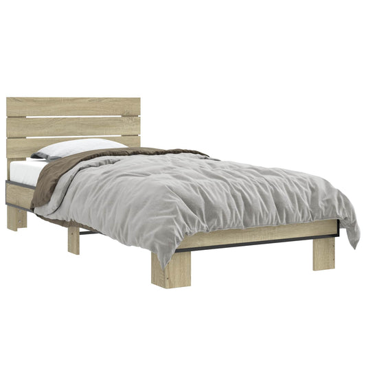 vidaXL Bed Frame with Headboard Sonoma Oak 80 x 200 cm Engineered Wood