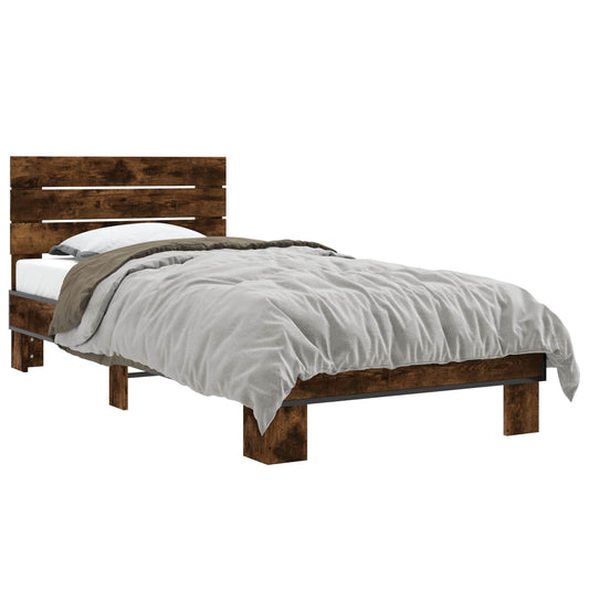 vidaXL Bed Frame with Headboard Smoked Oak 80 x 200 cm Engineered Wood