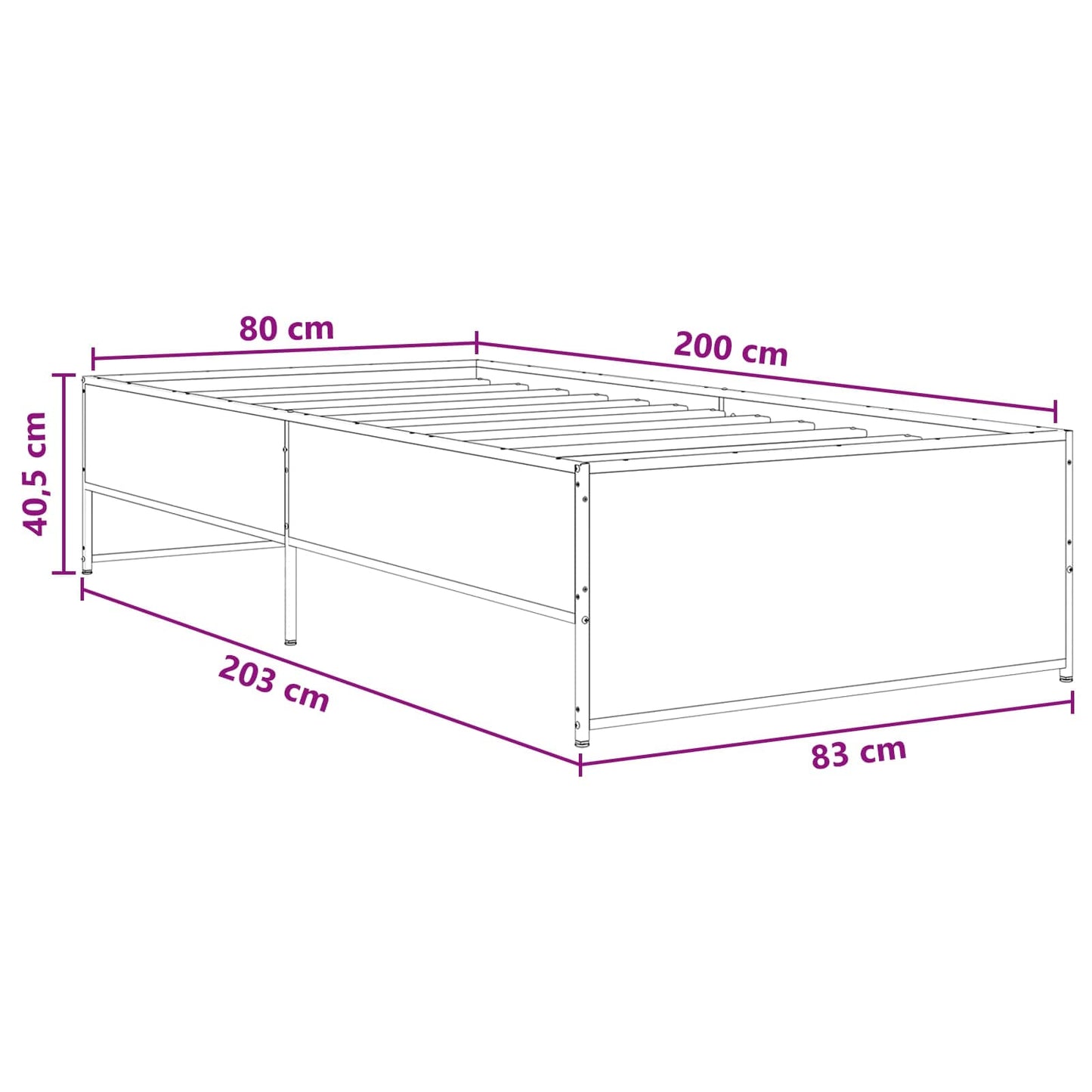 vidaXL Bed Frame Old Wood 80 x 200 cm Engineered Wood