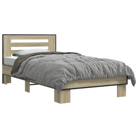 vidaXL Bed Frame with Headboard Sonoma Oak 80 x 200 cm Engineered Wood