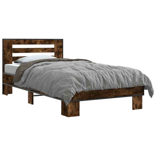 vidaXL Bed Frame with Headboard Smoked Oak 80 x 200 cm Engineered Wood